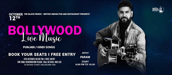 Bollywood Saturday Night- Live Music I Free Entry