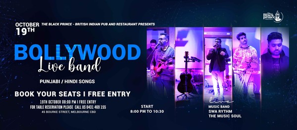 Bollywood Saturday Night- Live Band I Free Entry