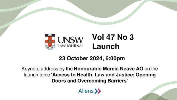 UNSW Law Journal Issue 47(3) Launch