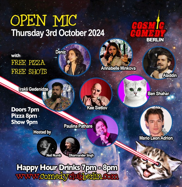 Cosmic Comedy Club Berlin: Open Mic / Thursday 3rd October 2024