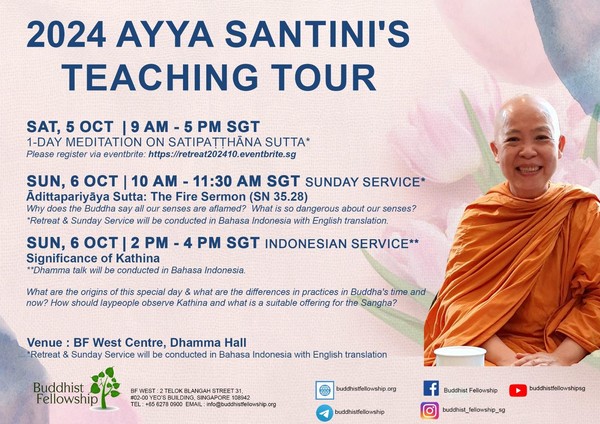 1-day Meditation Retreat on Satipaṭṭhāna Sutta led by Ayya Santini