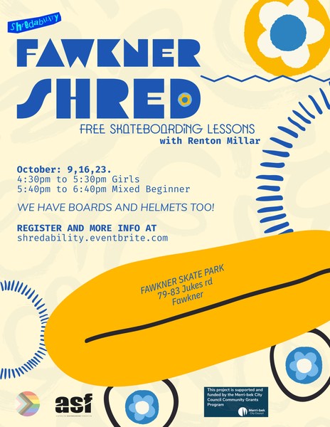 FAWKNER SHRED! FREE BEGINNER Skateboarding Lessons FAWKNER Skatepark