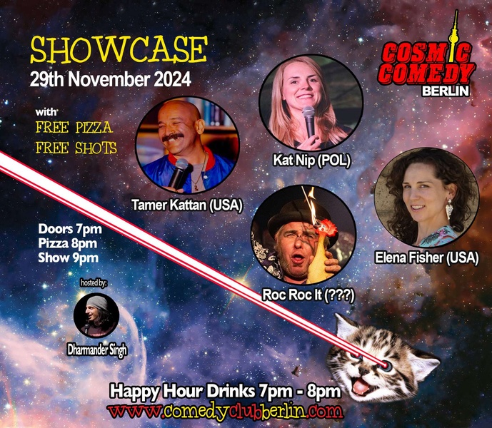 Showcase with Pizza and Shots