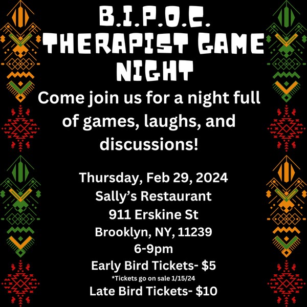B.I.P.O.C. Therapist Game Night