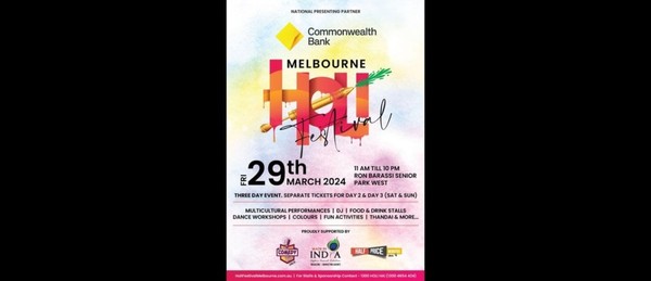 Holi Festival Melbourne - 29th March 2024