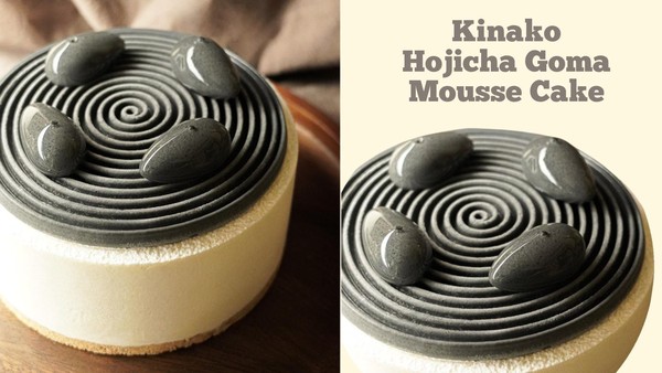 Kinako Hojicha Black Sesame Mousse Cake