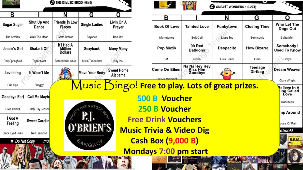 Music Bingo - PJ O'Brien's