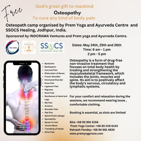 Free Osteopath Camp at Prem Yoga and Ayurveda Center