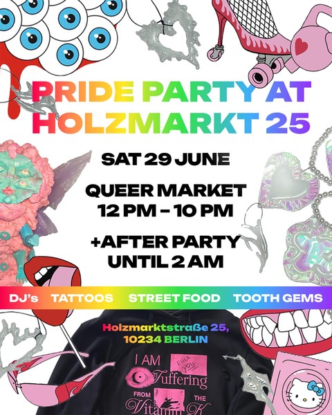 Pride after party at Holzmarkt 25, until 2am, live Djs, Queer Music
