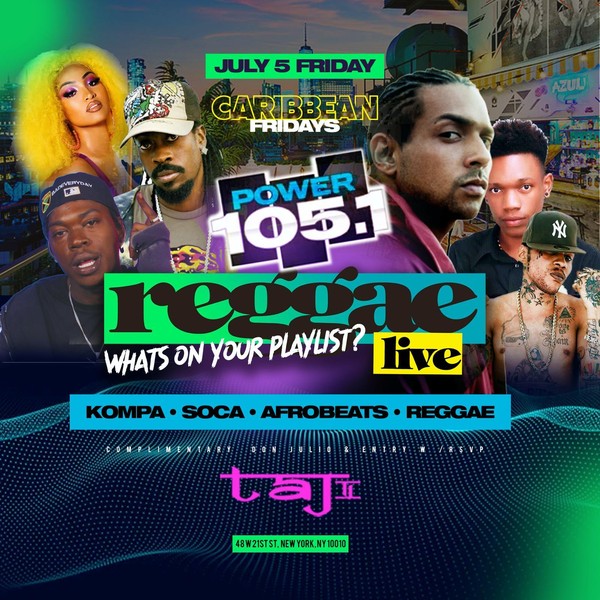 Caribbean Fridays Reggae Live  @  Taj : Free entry with RSVP