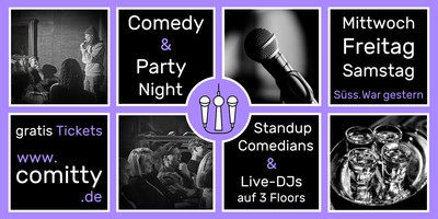 Comedy & Party Night: Profi-Comedians & Newcomer, danach DJs auf 3 Floors (Standup Comedy in Friedrichshain)