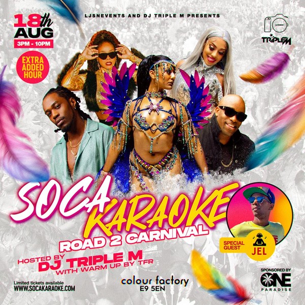 Soca Karaoke - Road 2 Carnival with Special guest DJ Jel hosted by TRIPLE M