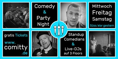 Comedy & Party Night mit Profi-Comedians & Newcomern, Live-DJs auf 3 Floors (Friedrichshain)