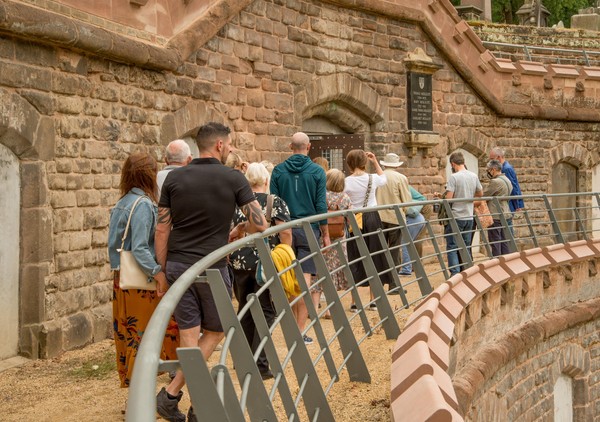 Underground tunnel-Interior catacomb tour, Warstone Ln cemetery at 12noon.