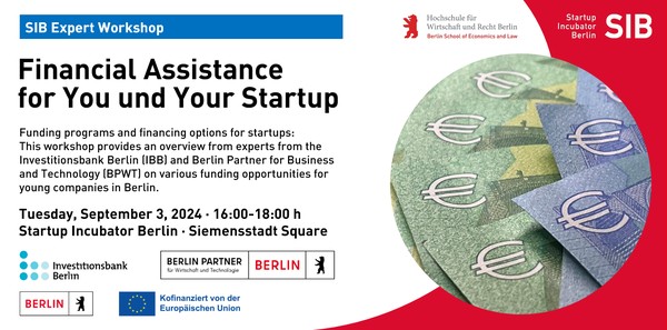 SIB Expert Workshop: Financial Assistance for You and Your Startup