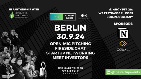 Startup Events Berlin - Networking, Investor Relations & Open-Mic  Pitching