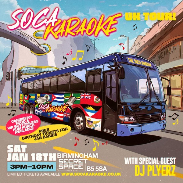 Soca Karaoke UK TOUR  Birmingham  with TRIPLE M TFR AND DJ PLYERZ