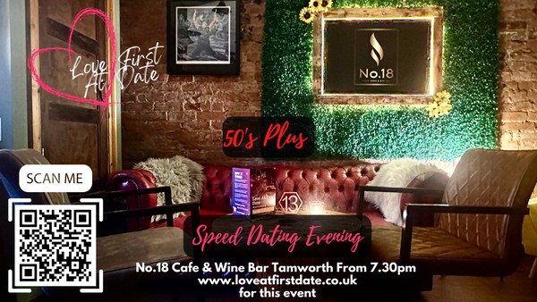 50+  Speed Dating Evening in Tamworth Staffordshire