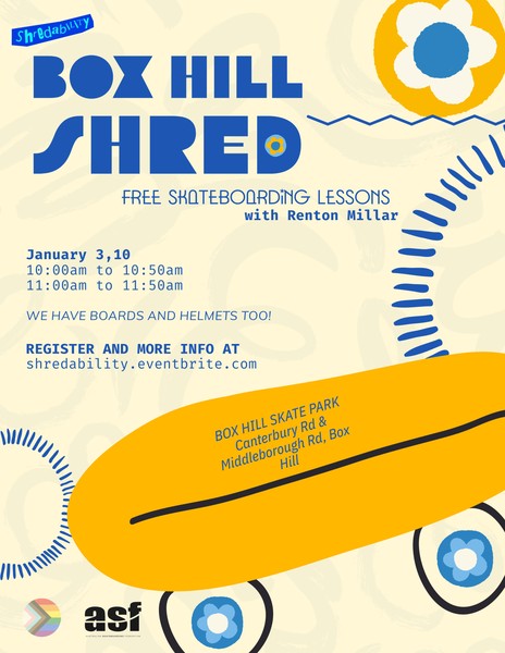 BOX HILL SHRED! FREE BEGINNERS Skateboarding Lessons.