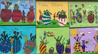 Kunstkurs für Kinder - wir malen Osterbilder auf Leinwand