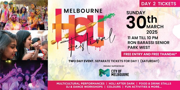 Holi Festival Melbourne CBD - 30th March