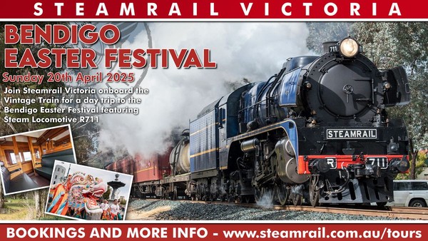 Steam to the Bendigo Easter Festival - Sunday 20th April 2025 Steam to the Bendigo Easter Festival - Sunday 20th April 2025