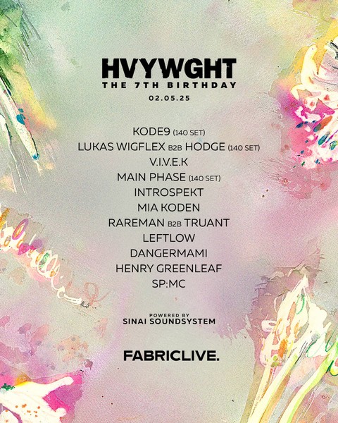 FABRICLIVE x HVYWGHT: Kode9, Lukas Wiglex, Hodge, Introspekt, Mia Koden