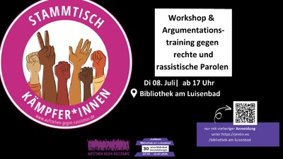 Workshop mit den "Stammtischkämpfer*innen" / Argumentationstraining gegen rechte Parolen